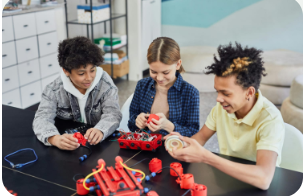 Young people working together